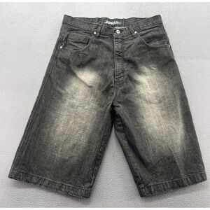 Jordan Craig Mens Baggy Denim Shorts Black Faded 36x14.5 Streetwear Skater Y2K
